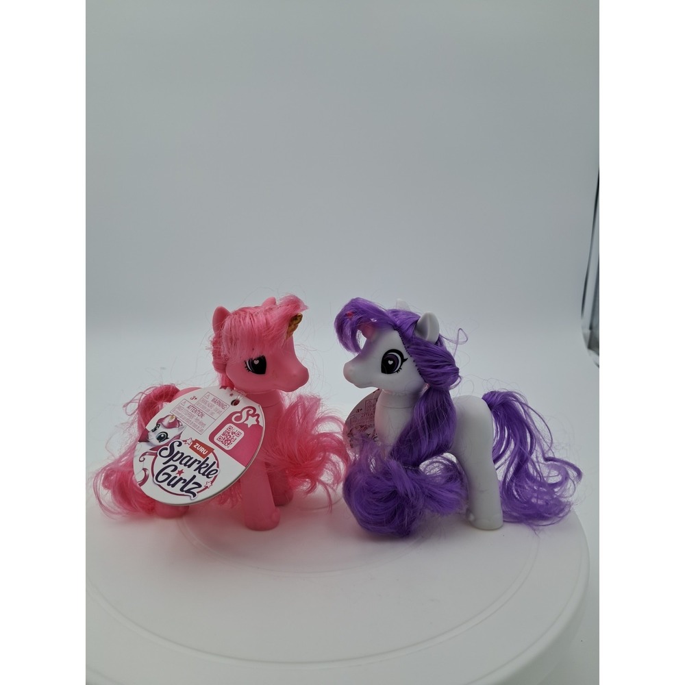 Set Of Sparkle Gurlz. One Purple Unicorn And One Pink Unicorn 4 Inches Tall
